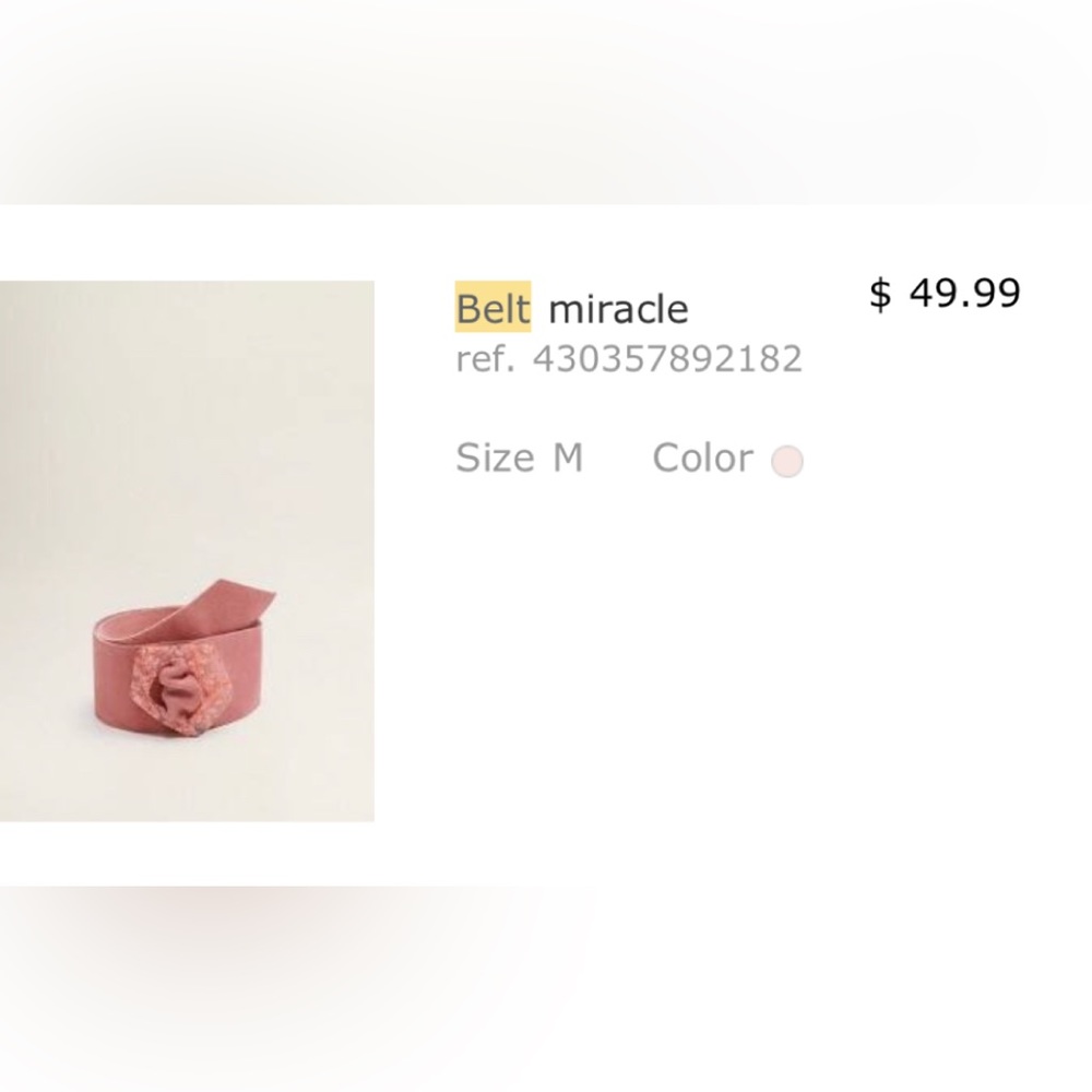 Amazing Mango Pink Suede Belt - M - Picture 10 of 10